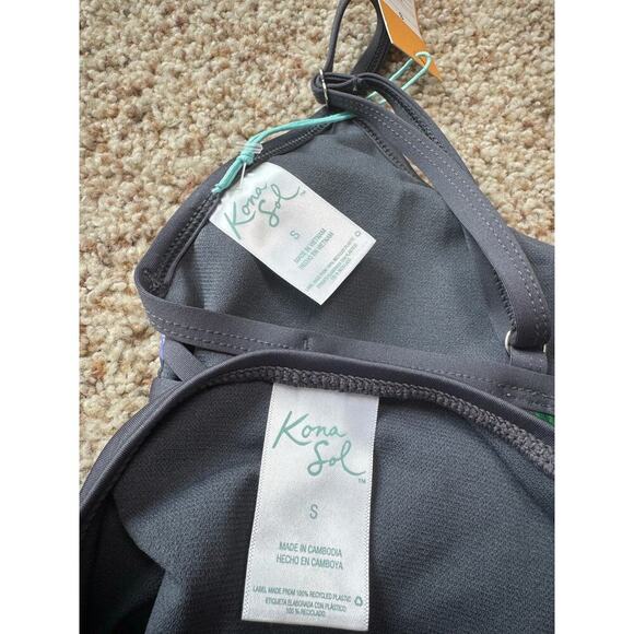 Kona Sol Women's Bikini, size Small; Gray Floral print, NWT - Picture 6 of 9